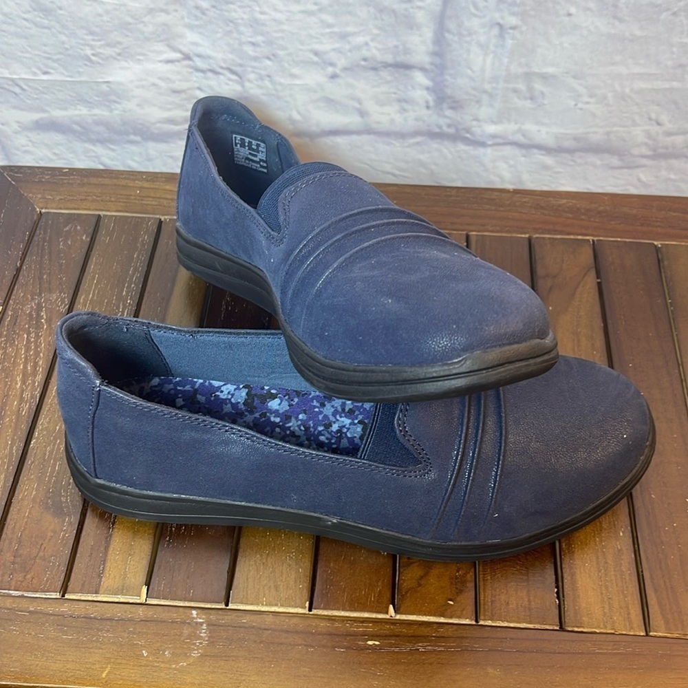 Clarks Womens Breeze Sol Loafers Size 9W Navy Slip-On CloudSteppers Collection